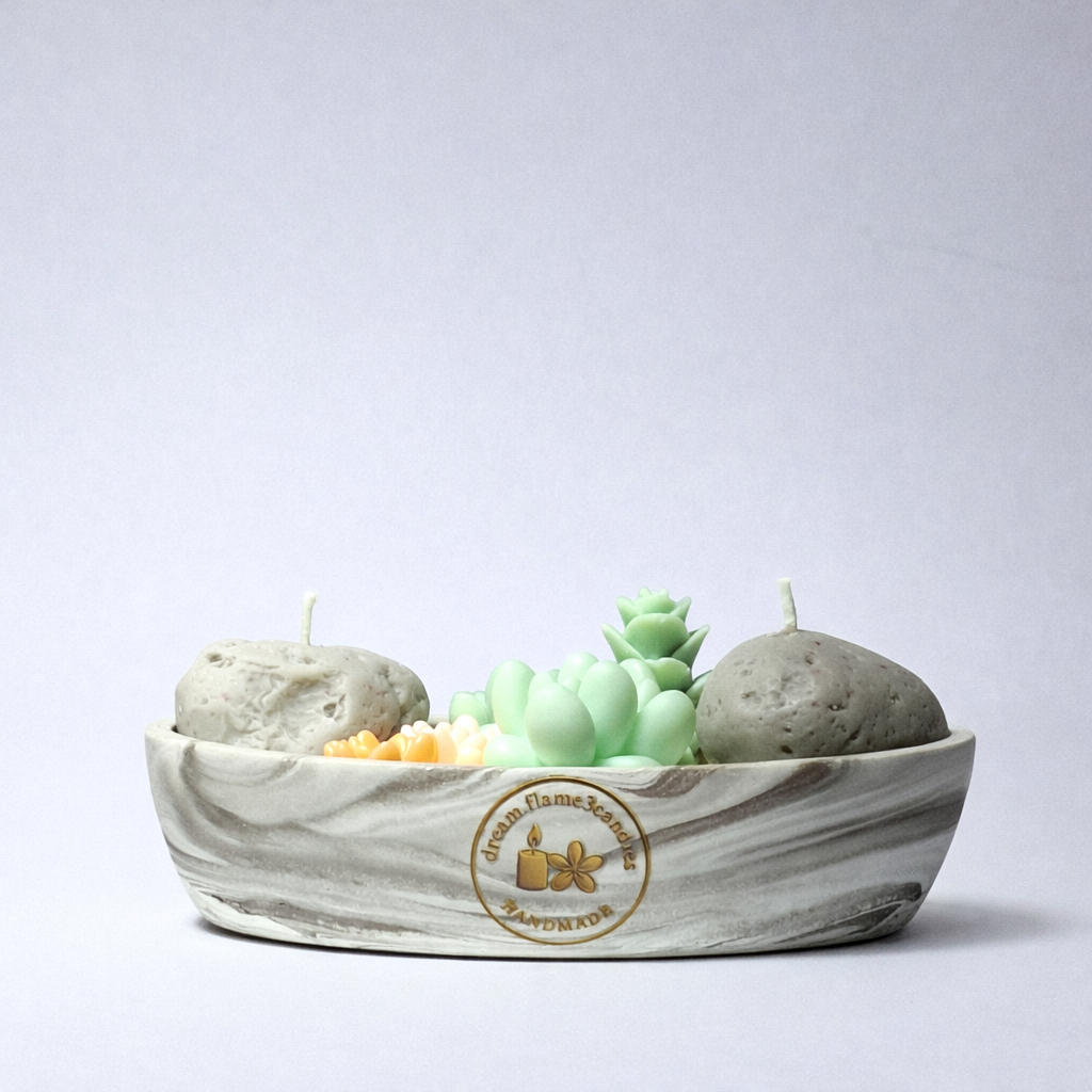 Zen Marble Garden – Soft Vanilla Handmade Soy Candle