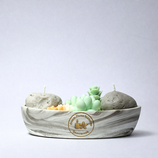 Zen Marble Garden – Soft Vanilla Handmade Soy Candle